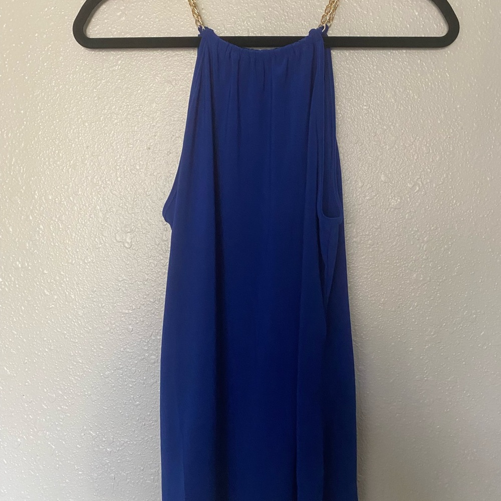 Elegant Blue Halter Sheath Cocktail Dress